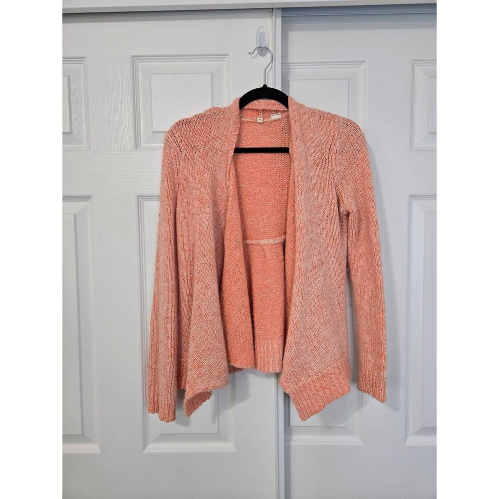 Moth Anthropologie Peach Marled Wool Blend Open Front Cardigan Sweater Medium